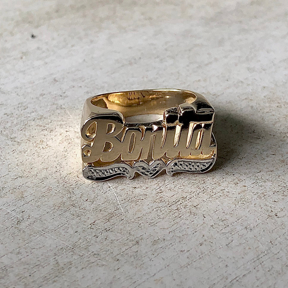 Small Script Name Ring